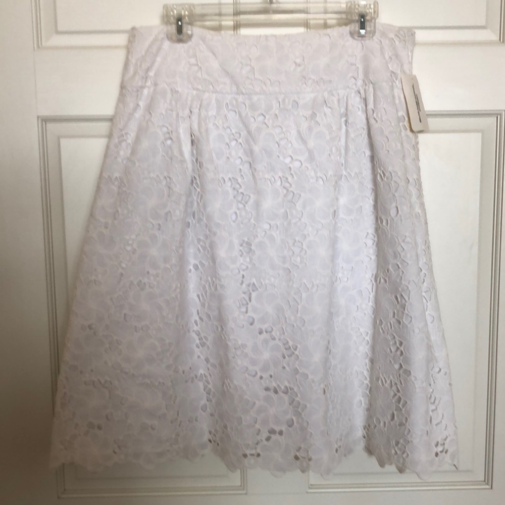 Lilly Pulitzer White fully lined eyelet lace skirt size 10 NWT